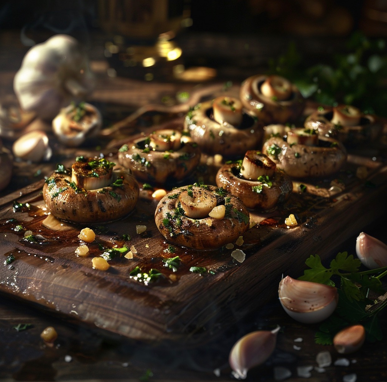 Grilled Mushrooms with Garlic and Parsley