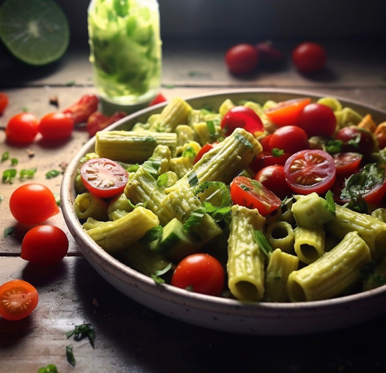 Creamy Avocado Pesto Pasta Salad