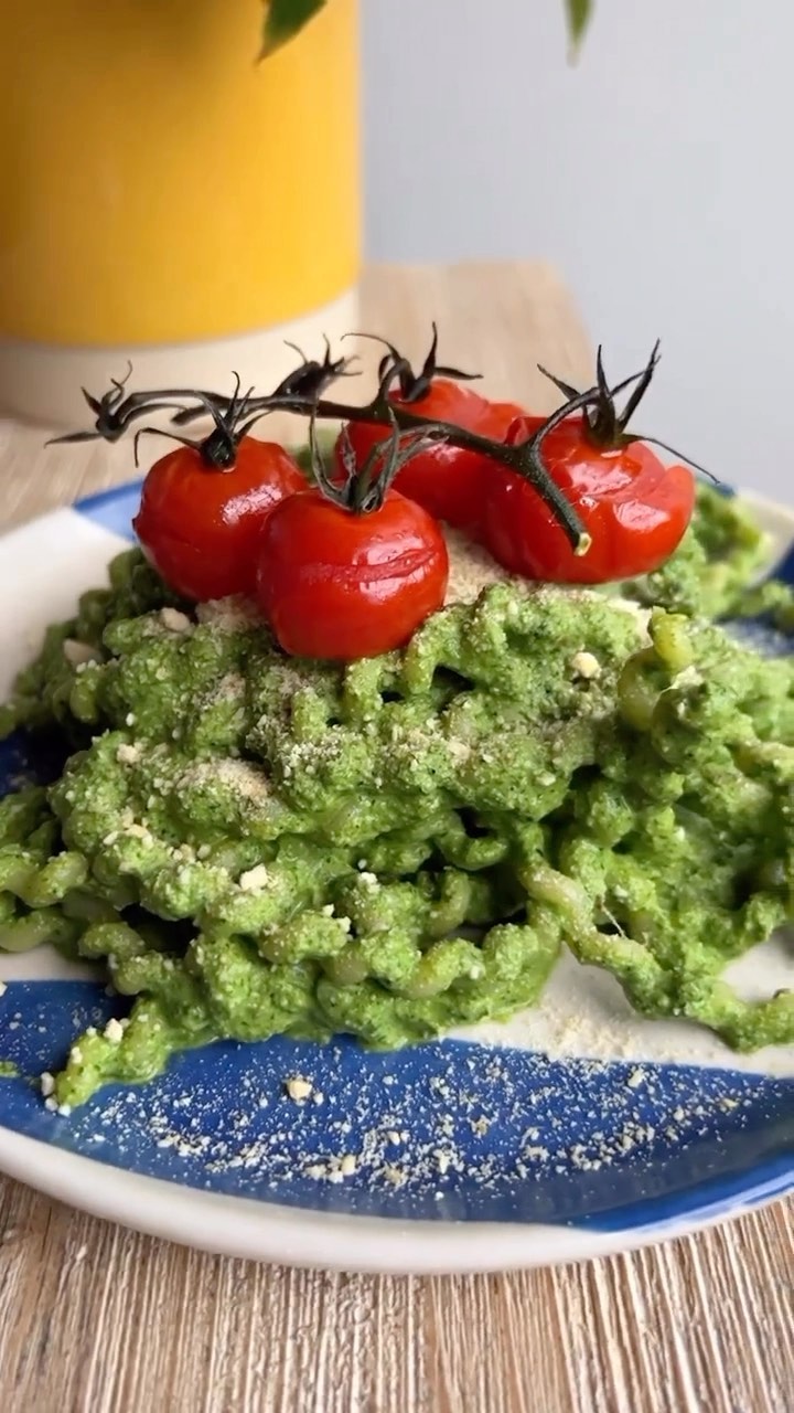 Healthy Green Pasta with Nut Sauce