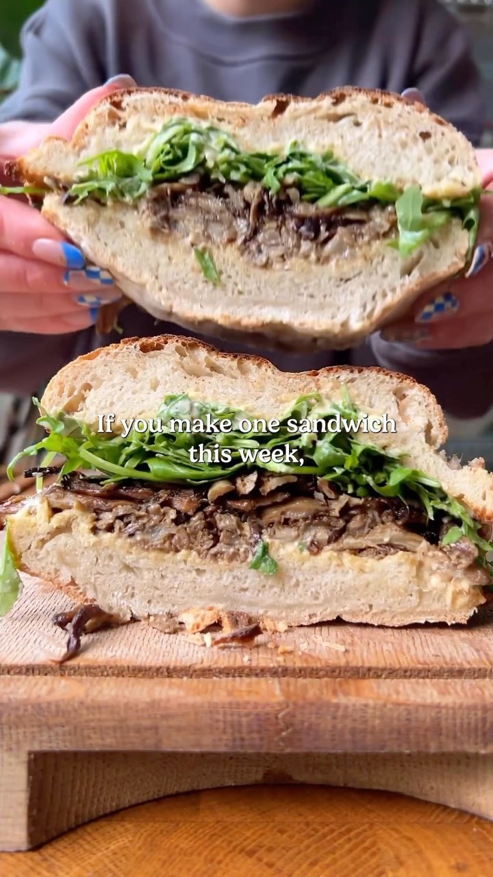 Roasted Oyster Mushroom Miso Cashew Cream Sandwich