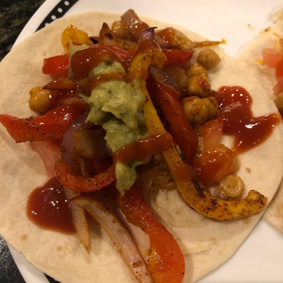 Spicy Chickpea Fajitas with Bell Peppers and Onion