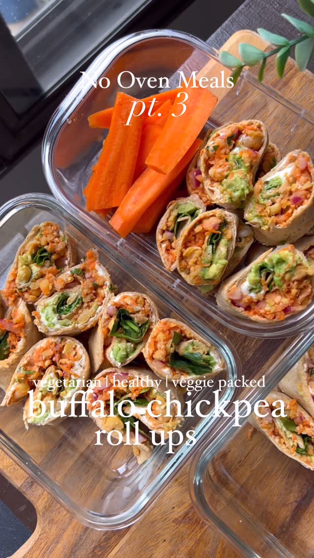 Vegan Buffalo Chickpea Roll-Ups