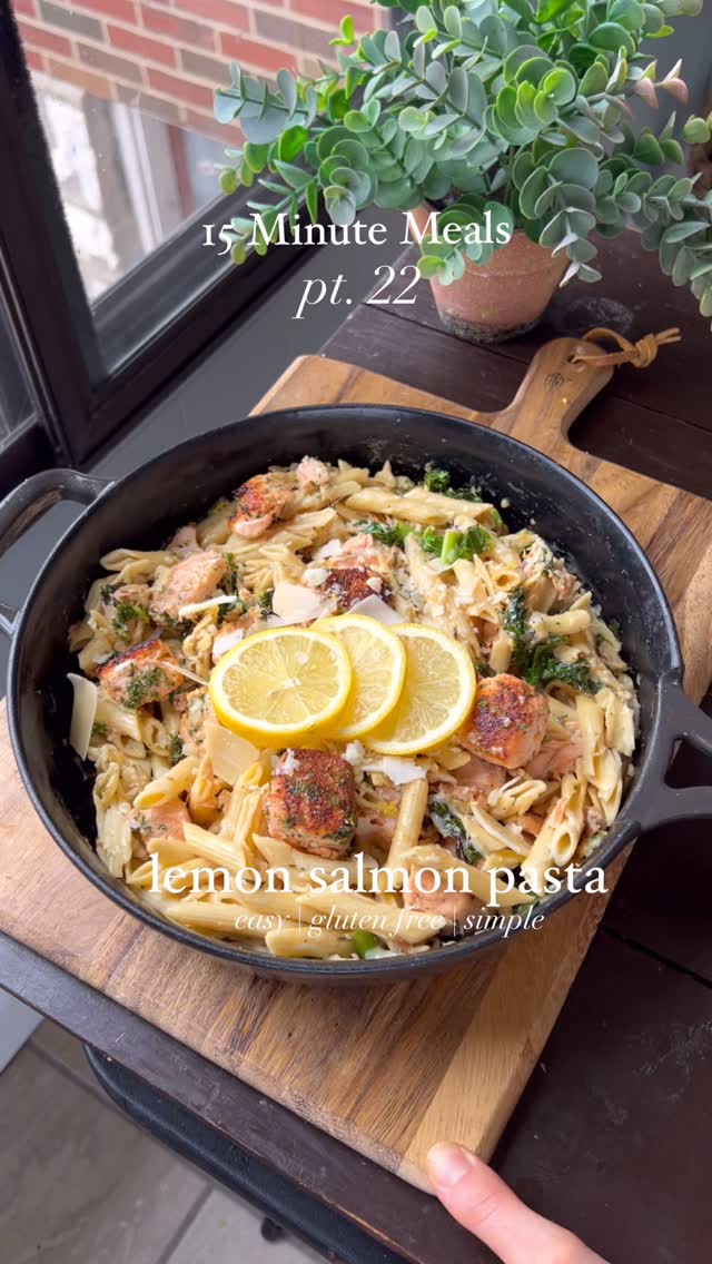 Easy Spring Salmon Pasta with Lemon and Parmesan