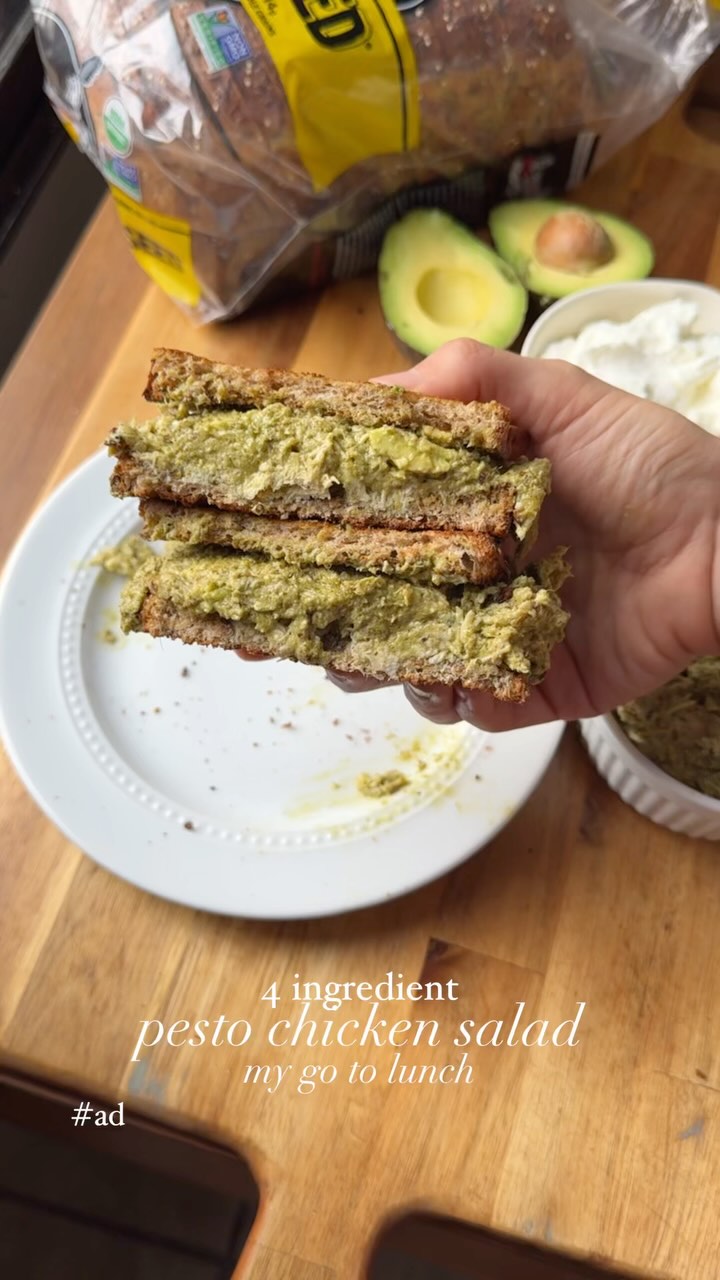Quick Pesto Chicken Avocado Salad