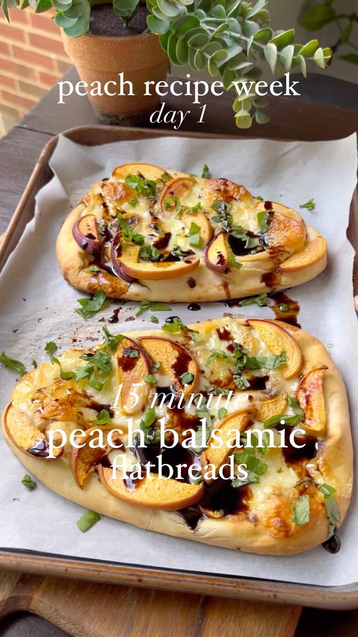 Easy Peach Basil Balsamic Flatbreads