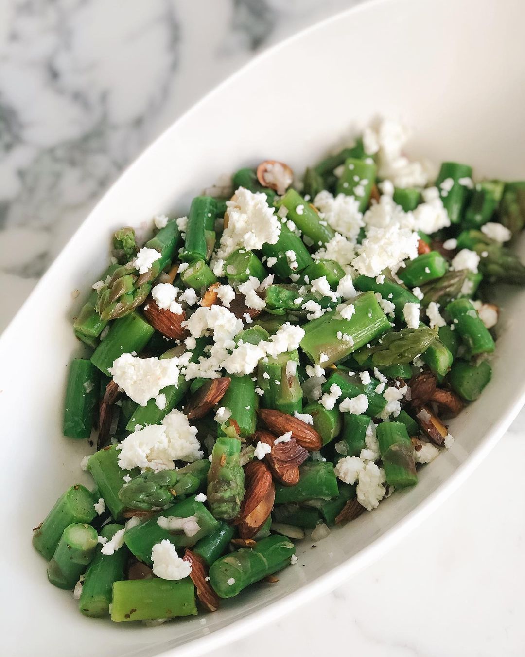 Asparagus Goat Cheese and Toasted Almond Salad