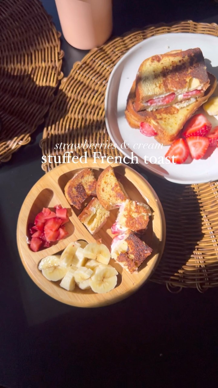 Strawberries and Cream Stuffed French Toast