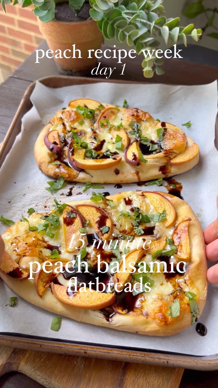 Easy Peach Basil and Balsamic Flatbreads