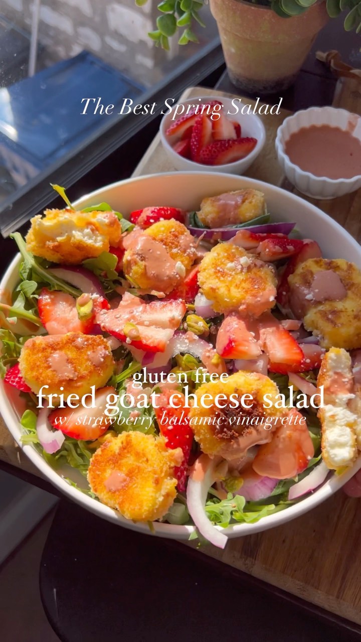 Spring Salad with Fried Goat Cheese Bites