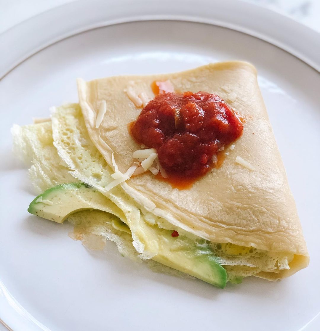 Tex-Mex Savory Crepes with Cheese and Avocado