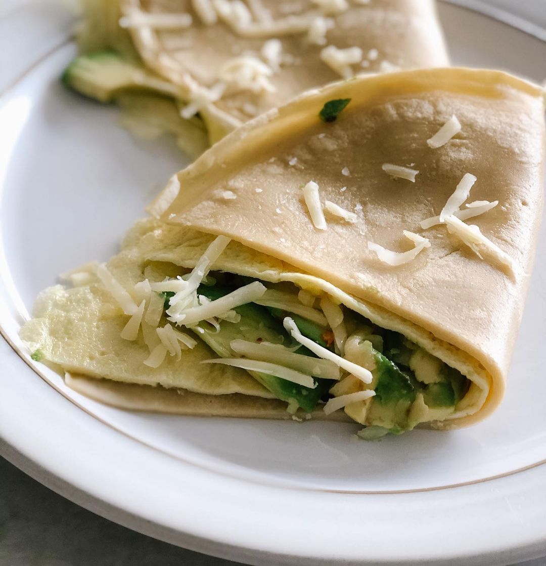 Tex-Mex Savory Crepes with Cheese and Avocado