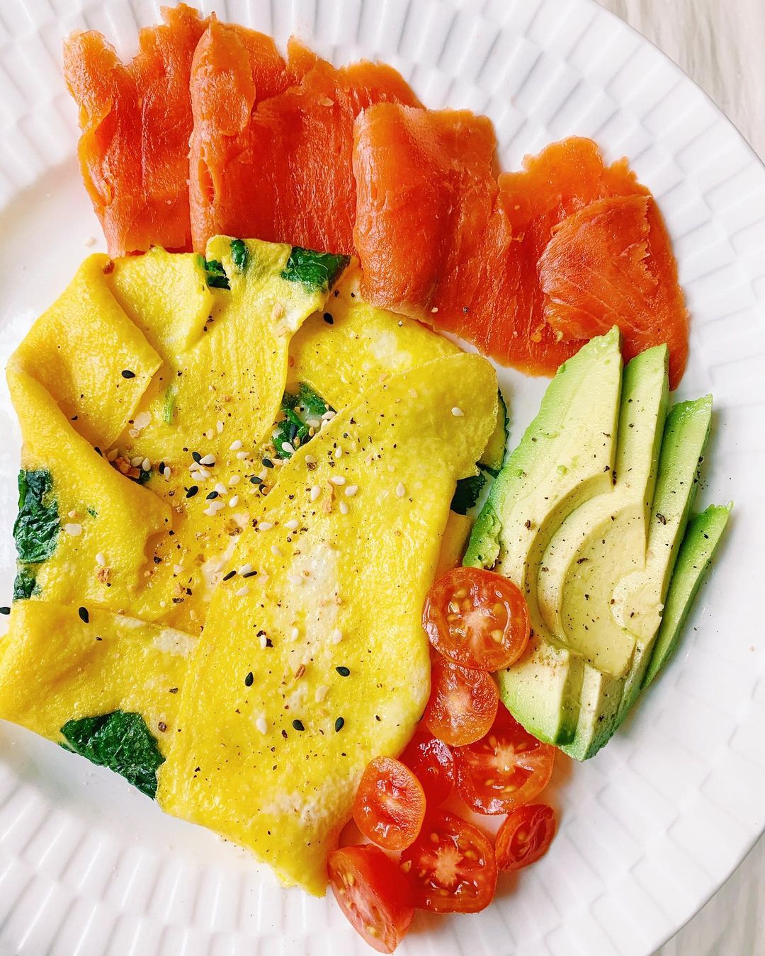Scrambled Eggs with Smoked Salmon and Vegetables