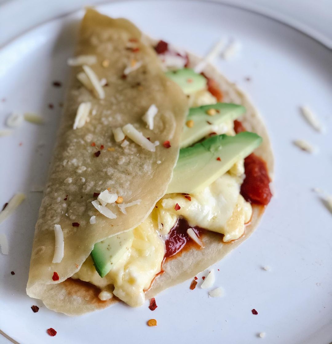 Tex-Mex Savory Crepes with Cheese and Avocado
