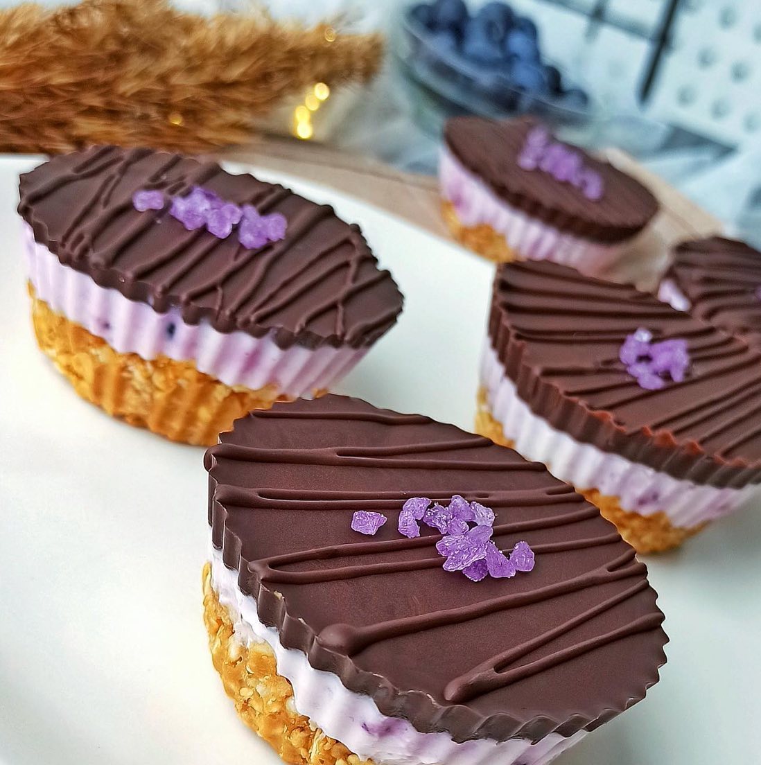 Blueberry Cheesecake Chocolate Oat Cups