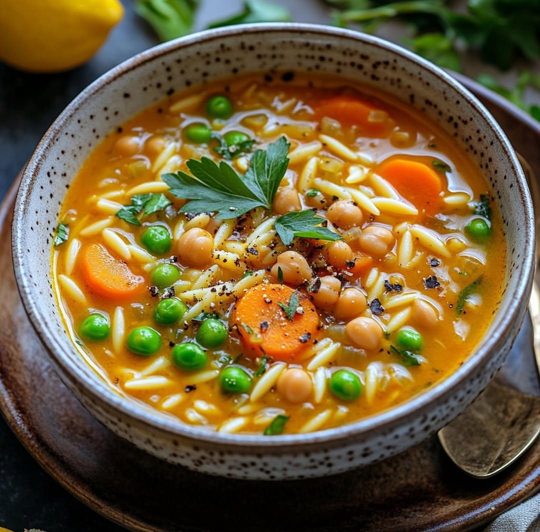 Vegan Lemon Orzo Soup