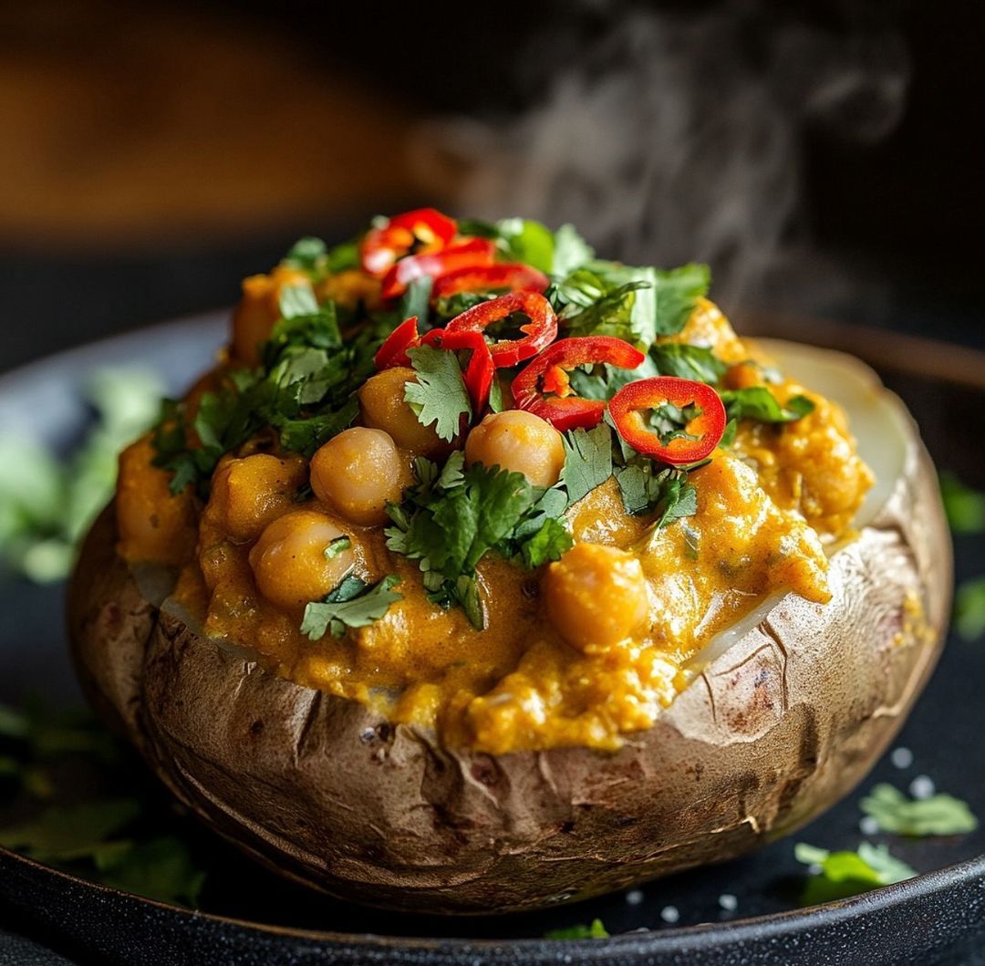 Vegan Chickpea Curry Jacket Potatoes