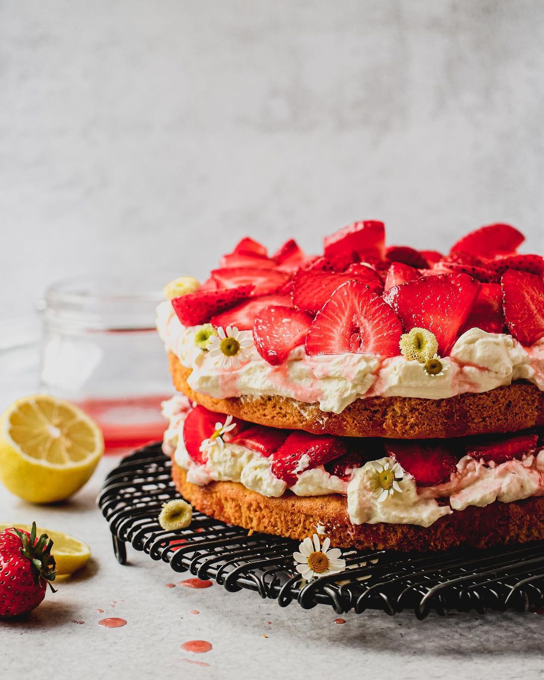 Toasted Almond Flour Lemon Cake with Whipped Cream