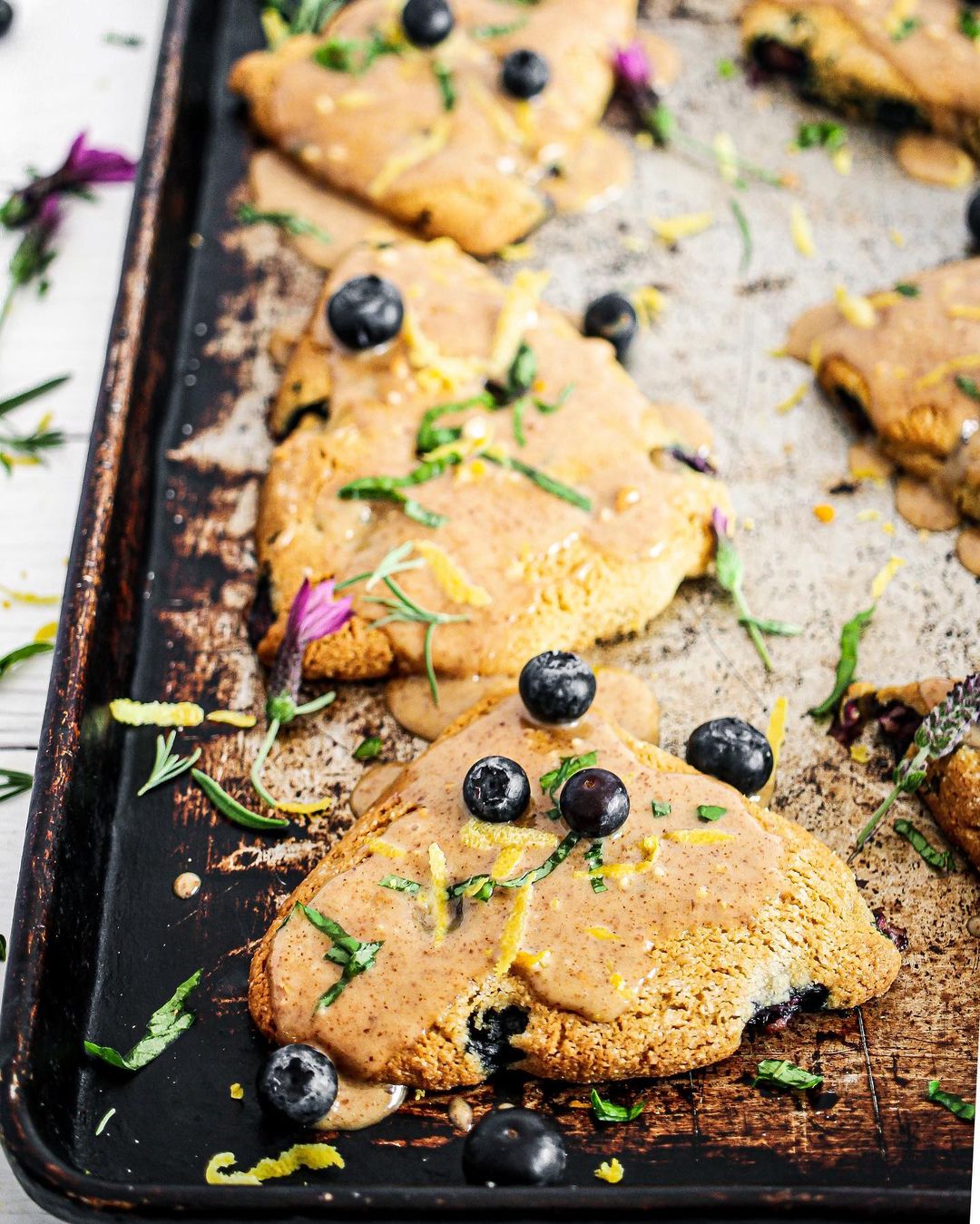 Paleo Lemon Blueberry Basil Scones
