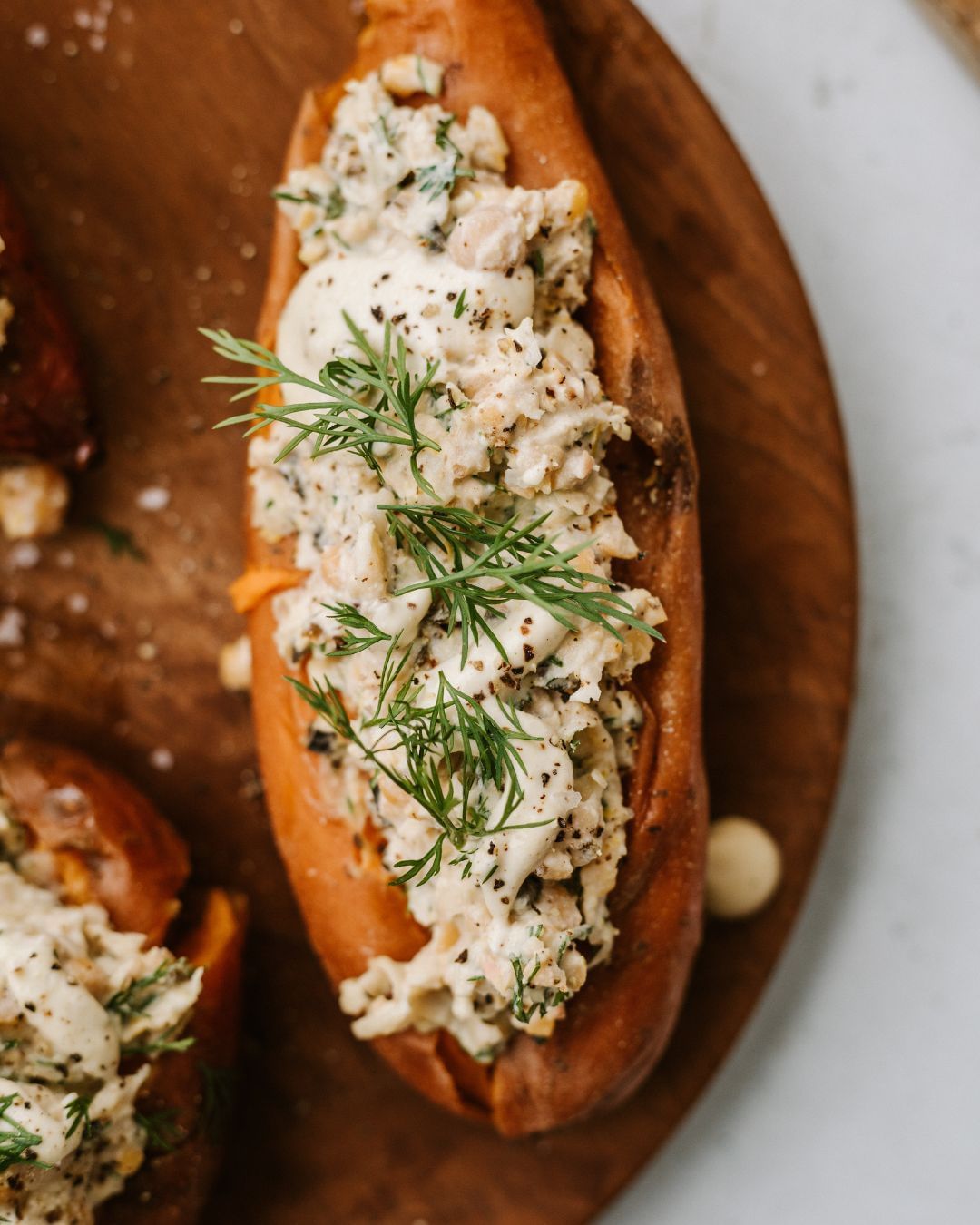 Chickpea Tuna Stuffed Sweet Potatoes