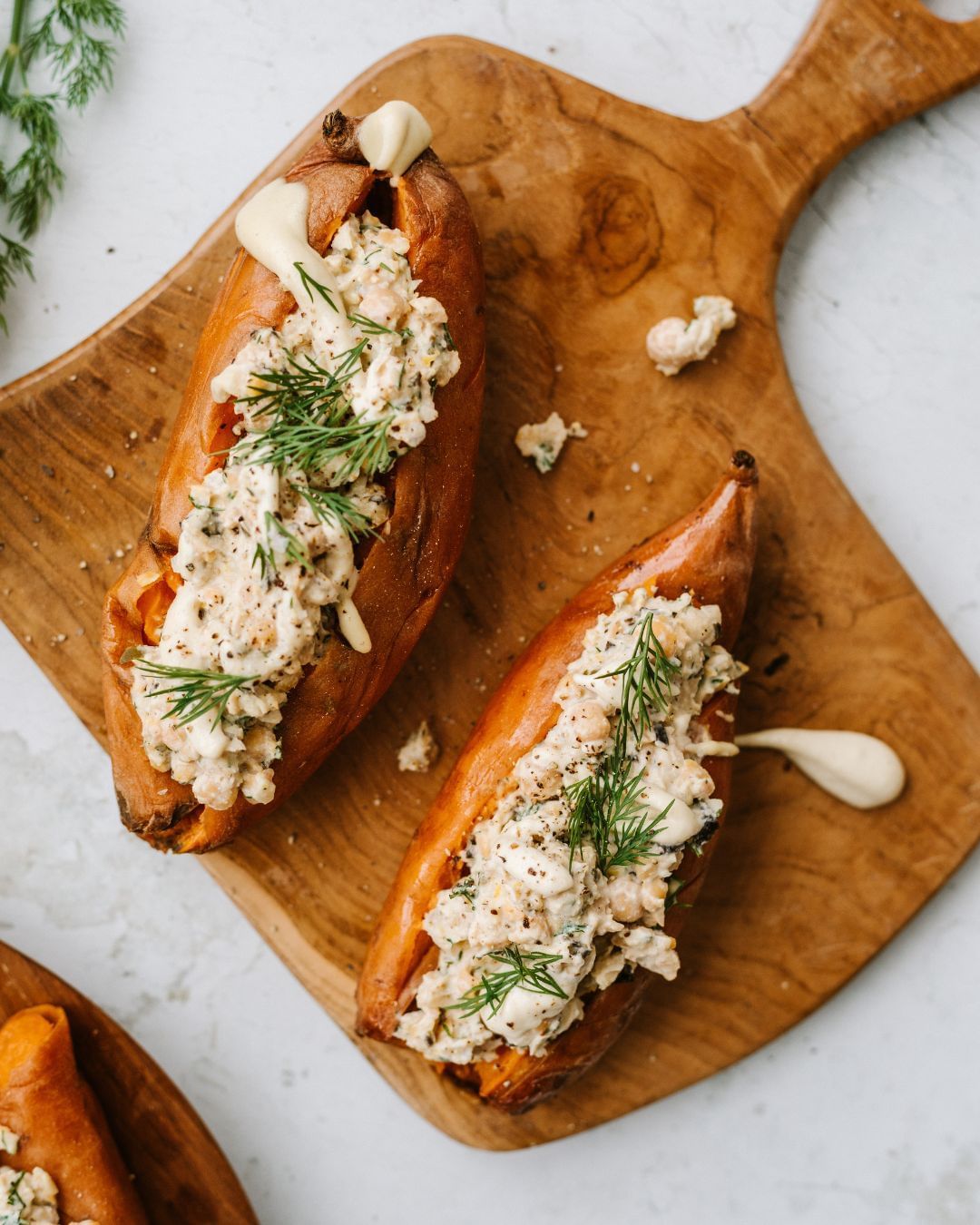 Chickpea Tuna Stuffed Sweet Potatoes