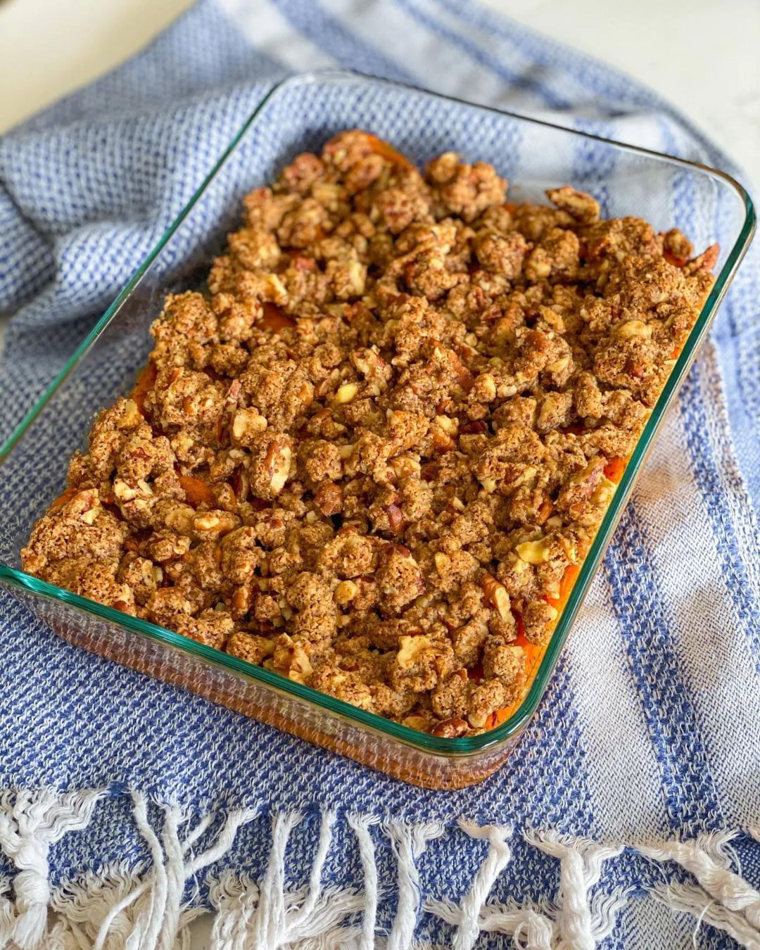 Vegan Sweet Potato Casserole with Pecan Topping