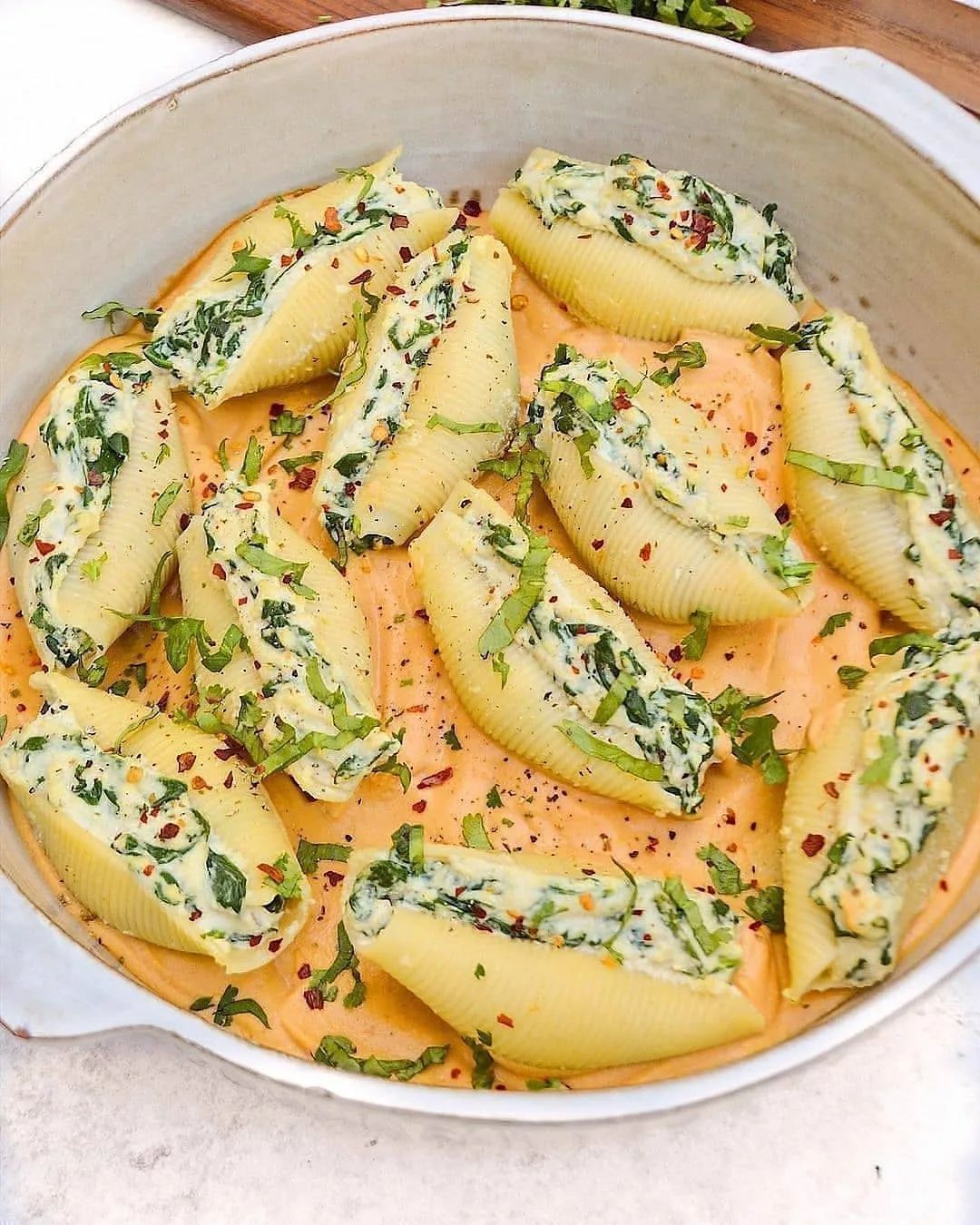 Vegan Ricotta Stuffed Pasta with Creamy Squash Sauce
