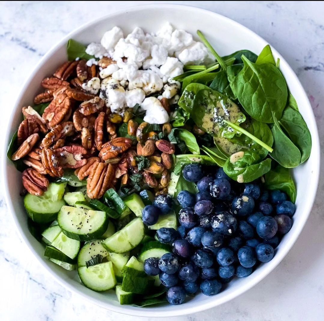 Blueberry Spinach Salad with Lemon Poppy Seed Dressing