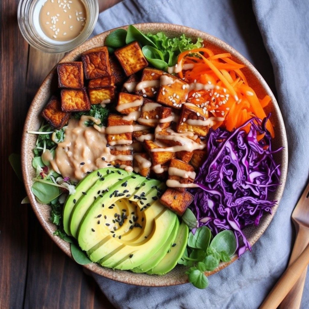 Vegan Buddha Bowl with Almond Avocado Dressing
