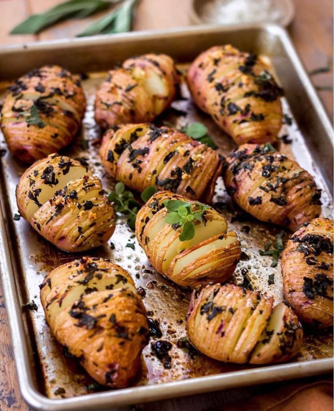 Sage and Garlic Hasselback Potatoes
