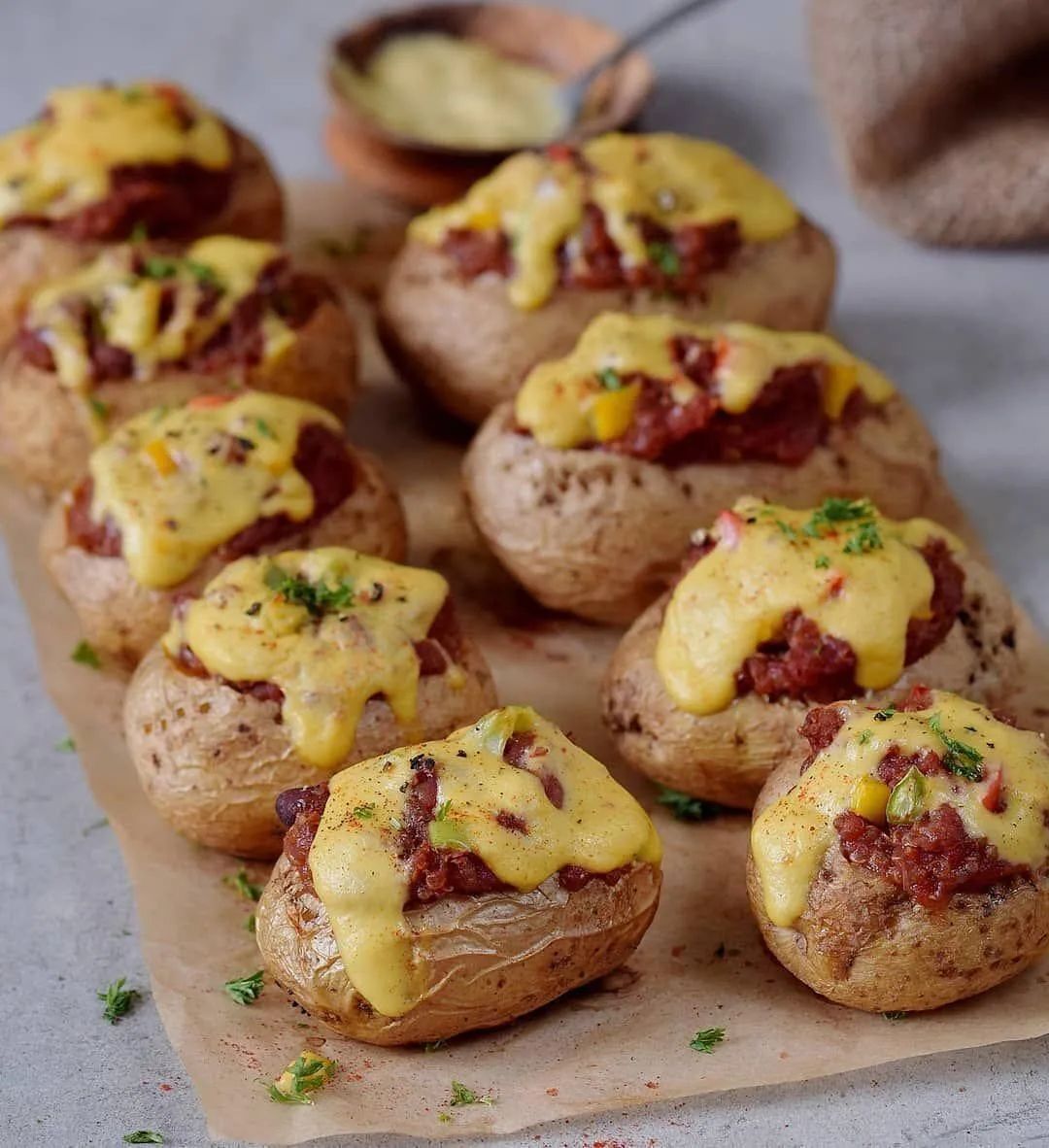 Chili Stuffed Baked Potatoes