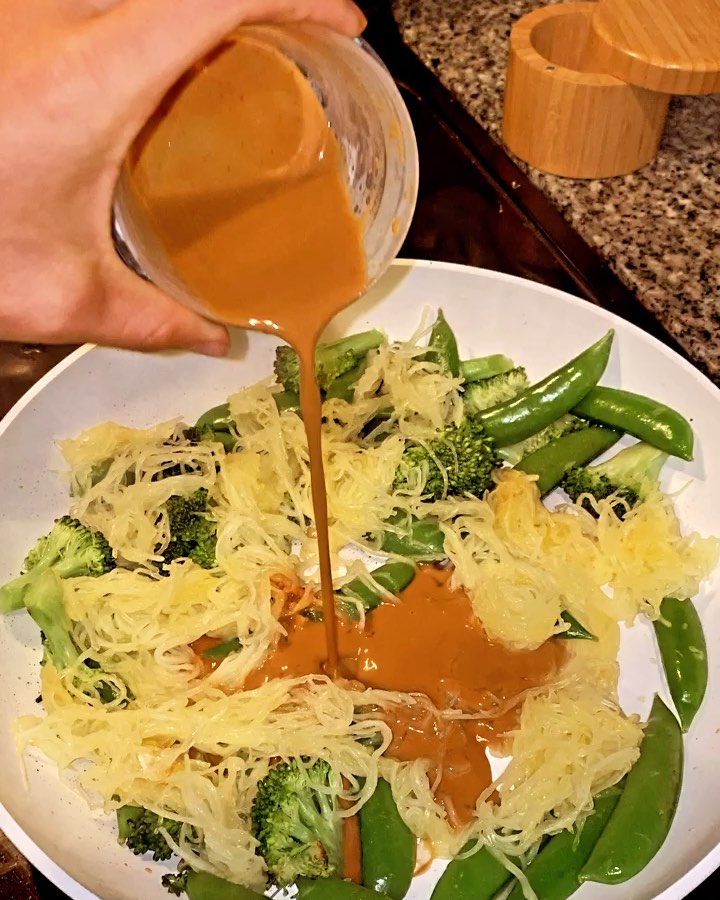 Spaghetti Squash Pad Thai with Low-Fat Peanut Sauce