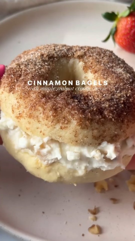 Cinnamon Sugar Bagels with Maple Walnut Cream Cheese