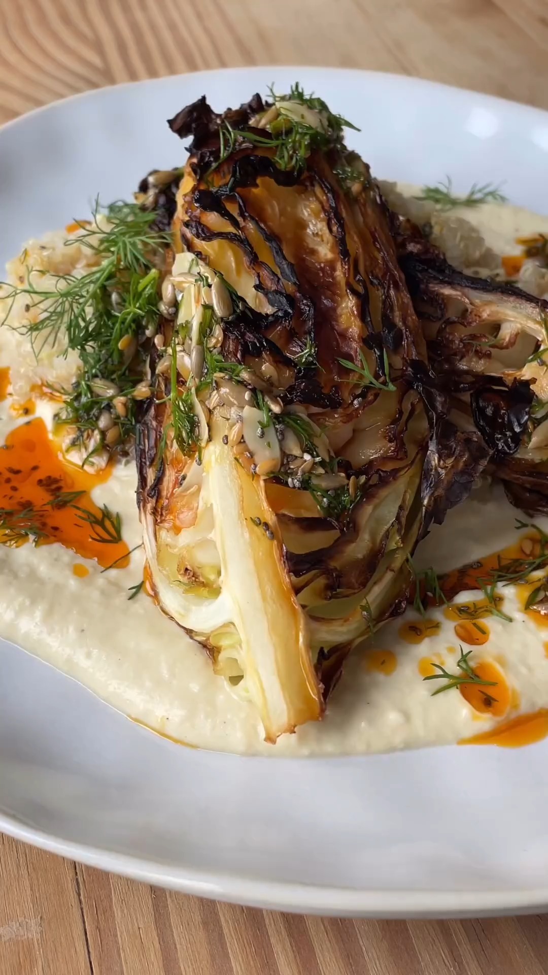Crispy Cabbage with Creamy Bean Sauce