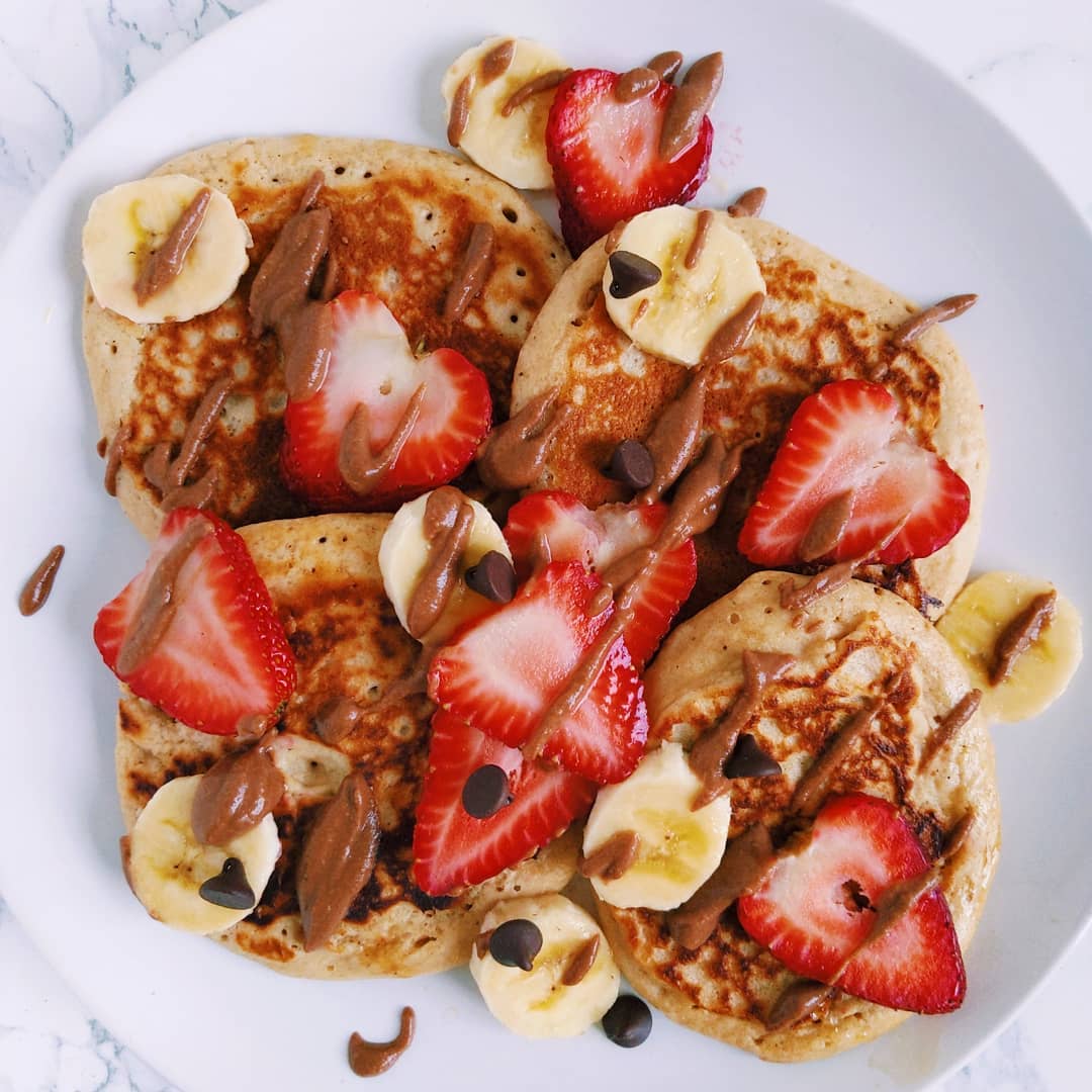 Vegan Strawberry Banana Pancakes