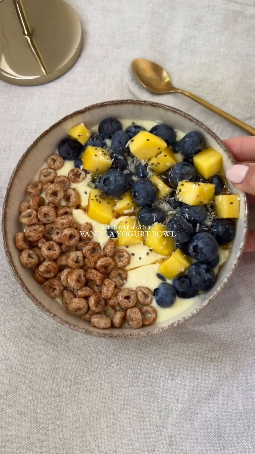 Vanilla Yogurt Bowl with Mango and Blueberries