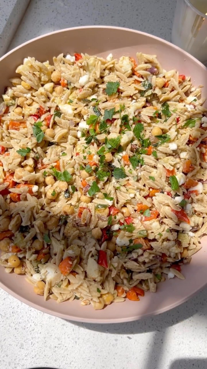 Vegan Warm Orzo Salad