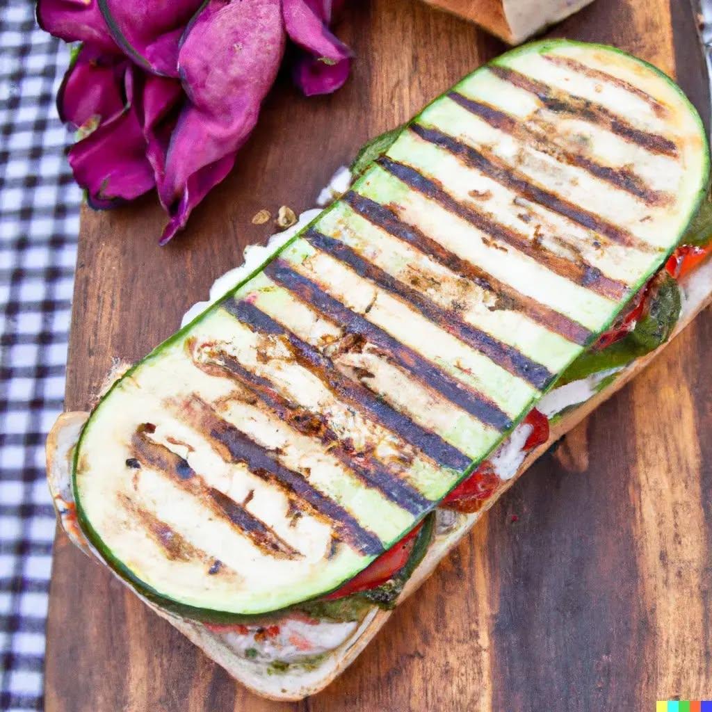 Grilled Eggplant and Zucchini Sandwich