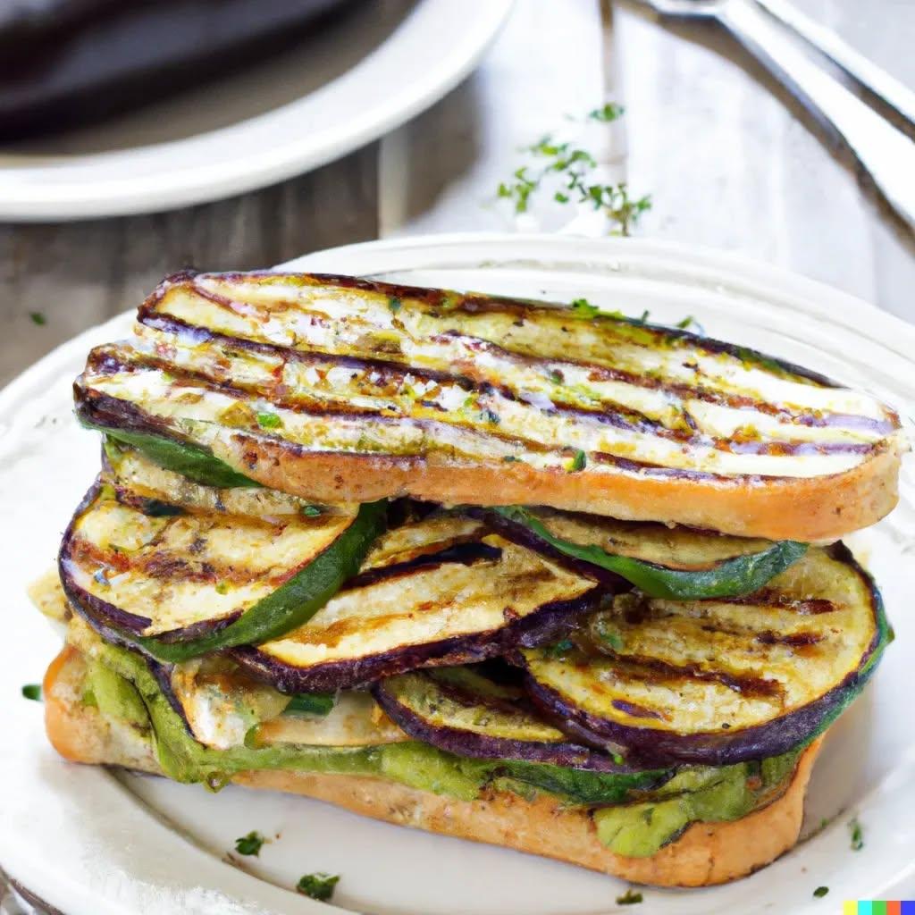Grilled Eggplant and Zucchini Sandwich