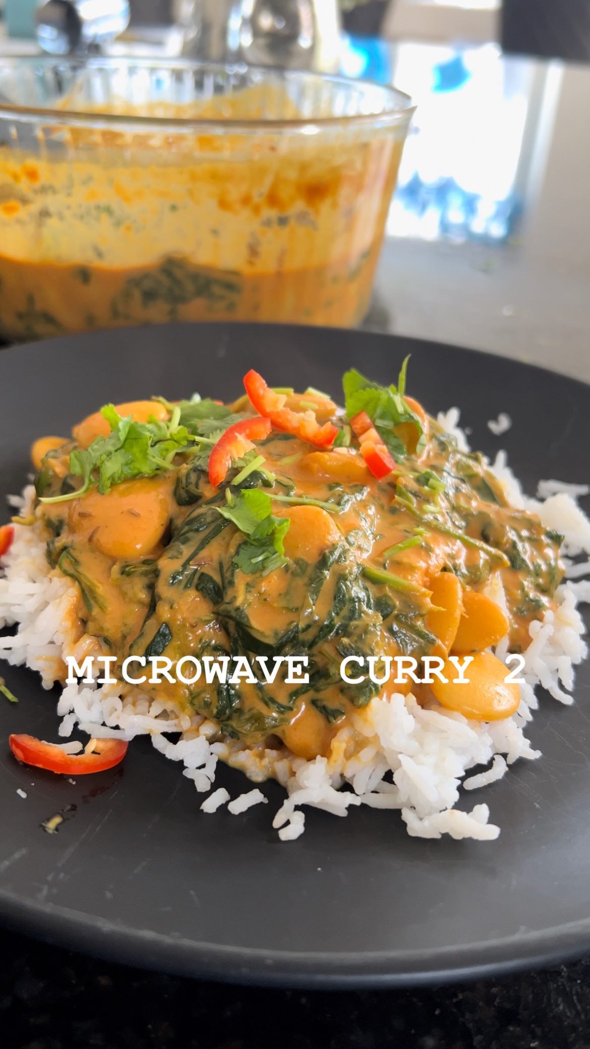 Microwave Butter Bean and Spinach Curry