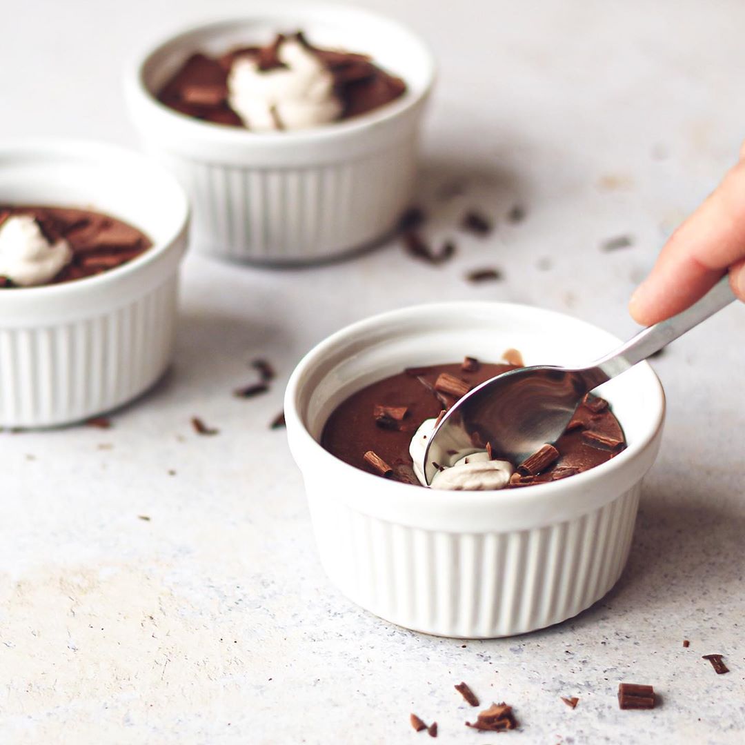 Homemade Chocolate Pudding with Coconut Cream