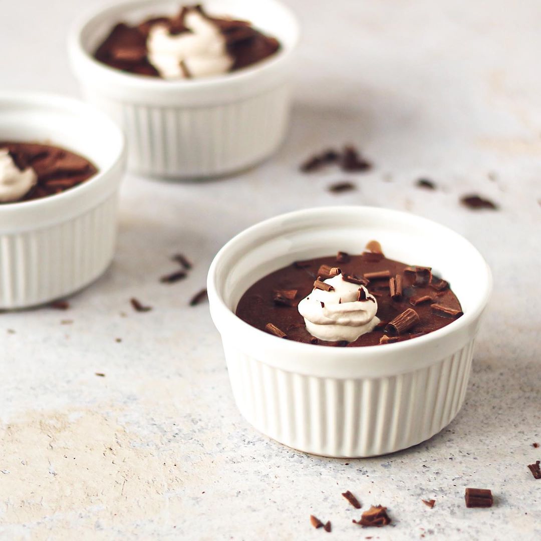 Homemade Chocolate Pudding with Coconut Cream