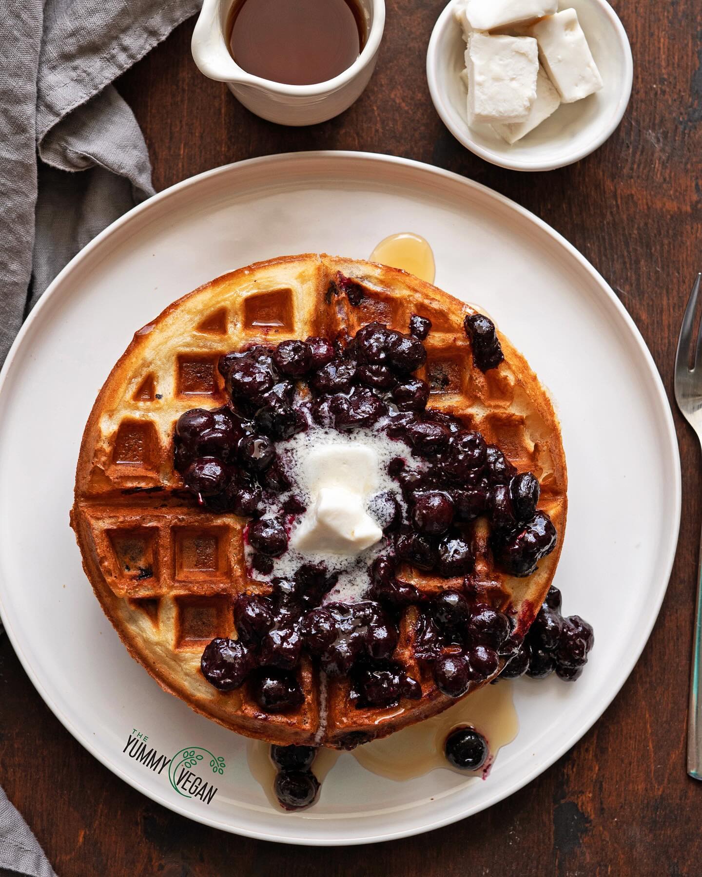 Blueberry Waffles with Compote