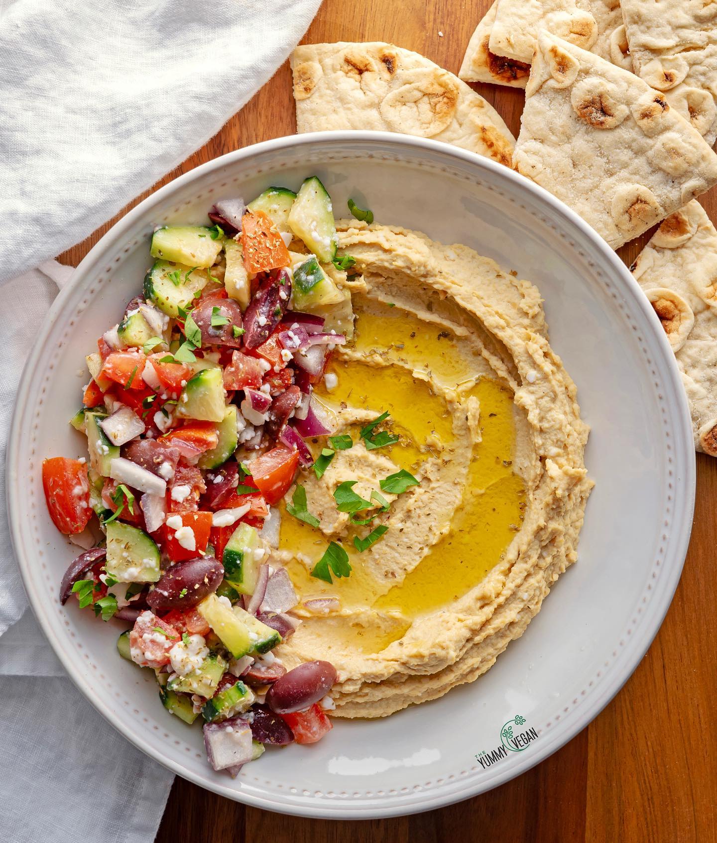 Hummus with Feta and Greek Salad