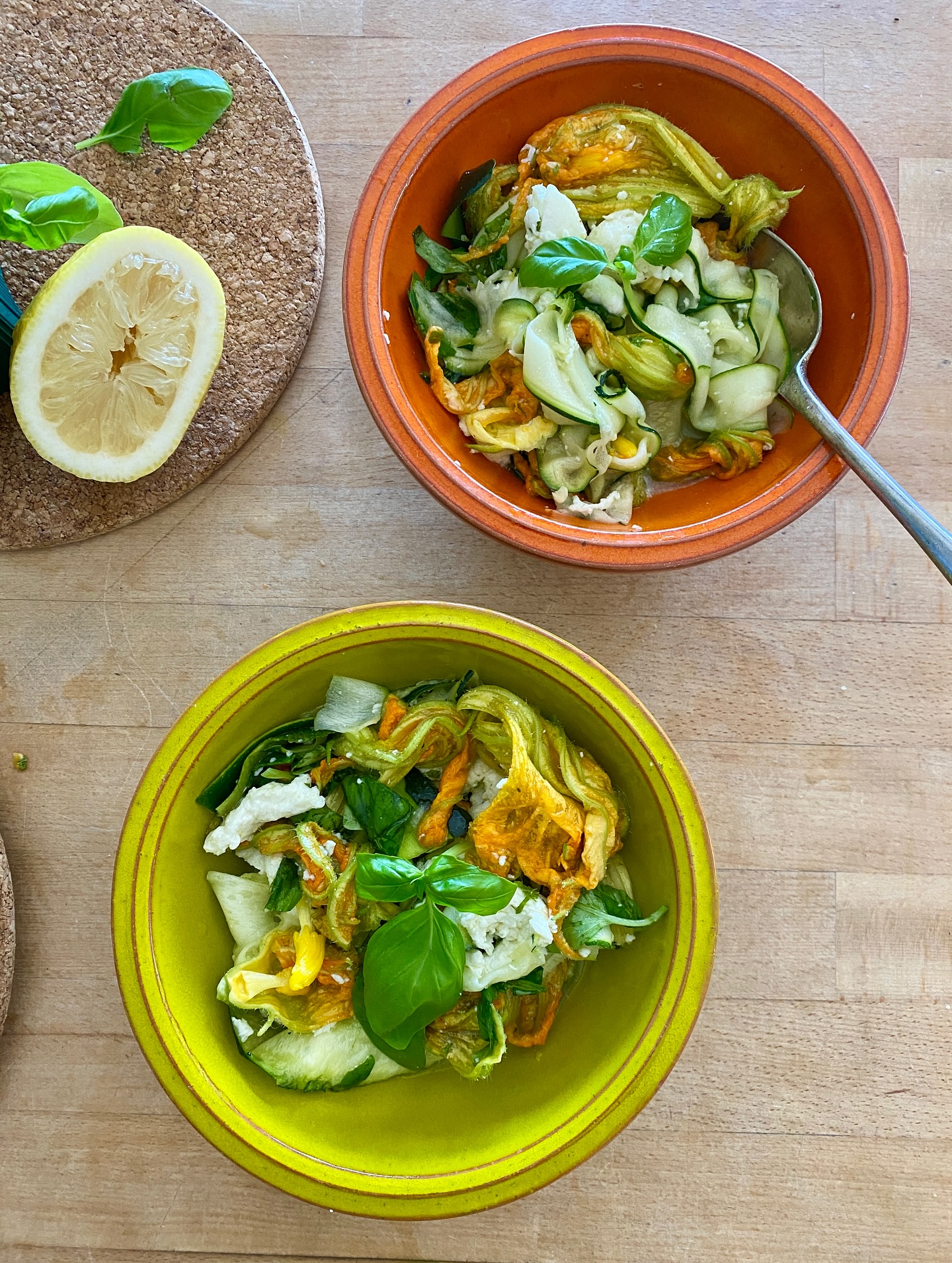 Zingy Courgette Flower and Mozzarella Salad