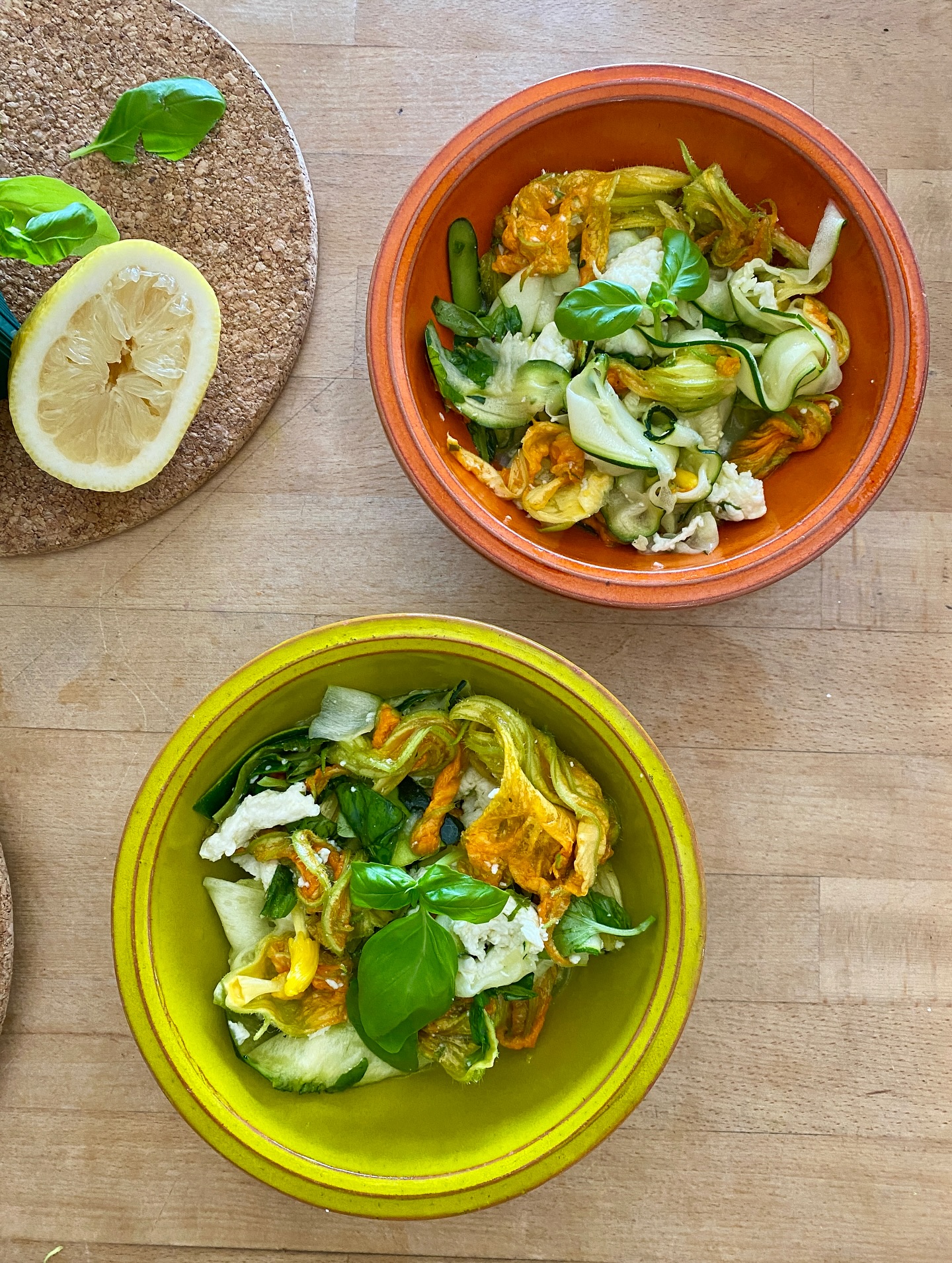 Zingy Courgette Flower and Mozzarella Salad