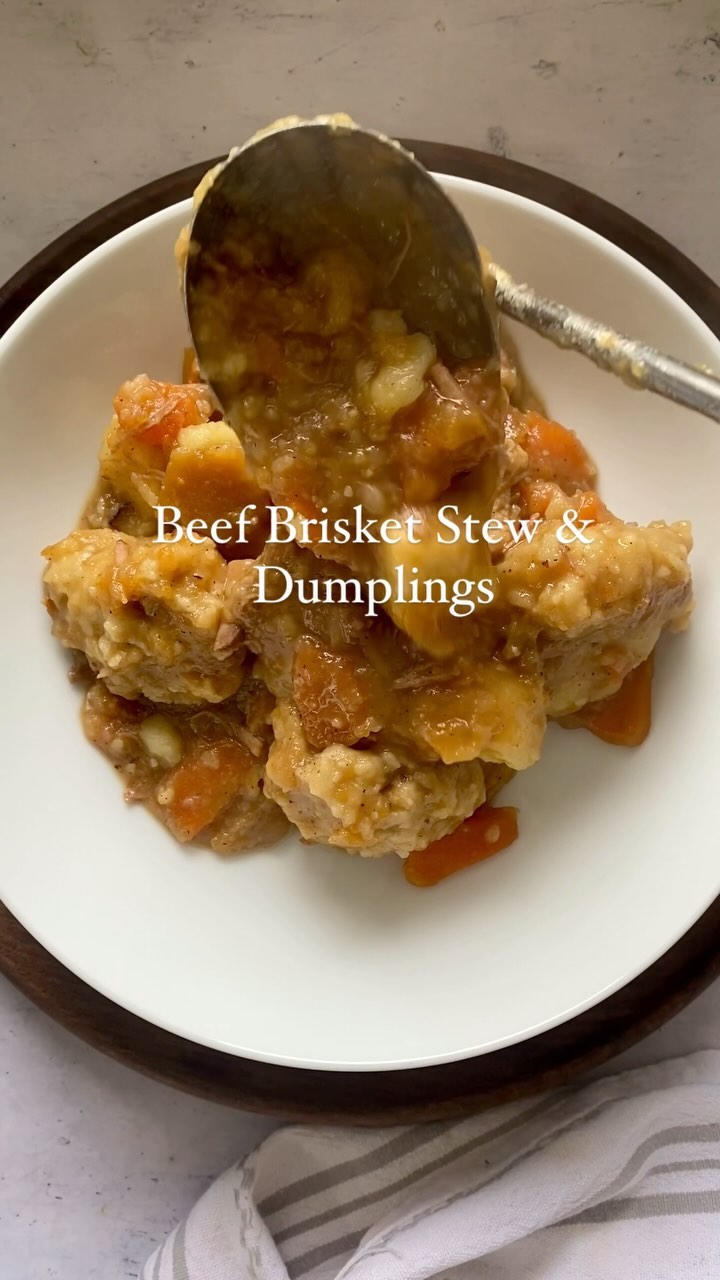 Pressure-Cooked Beef Brisket Stew with Suet Dumplings
