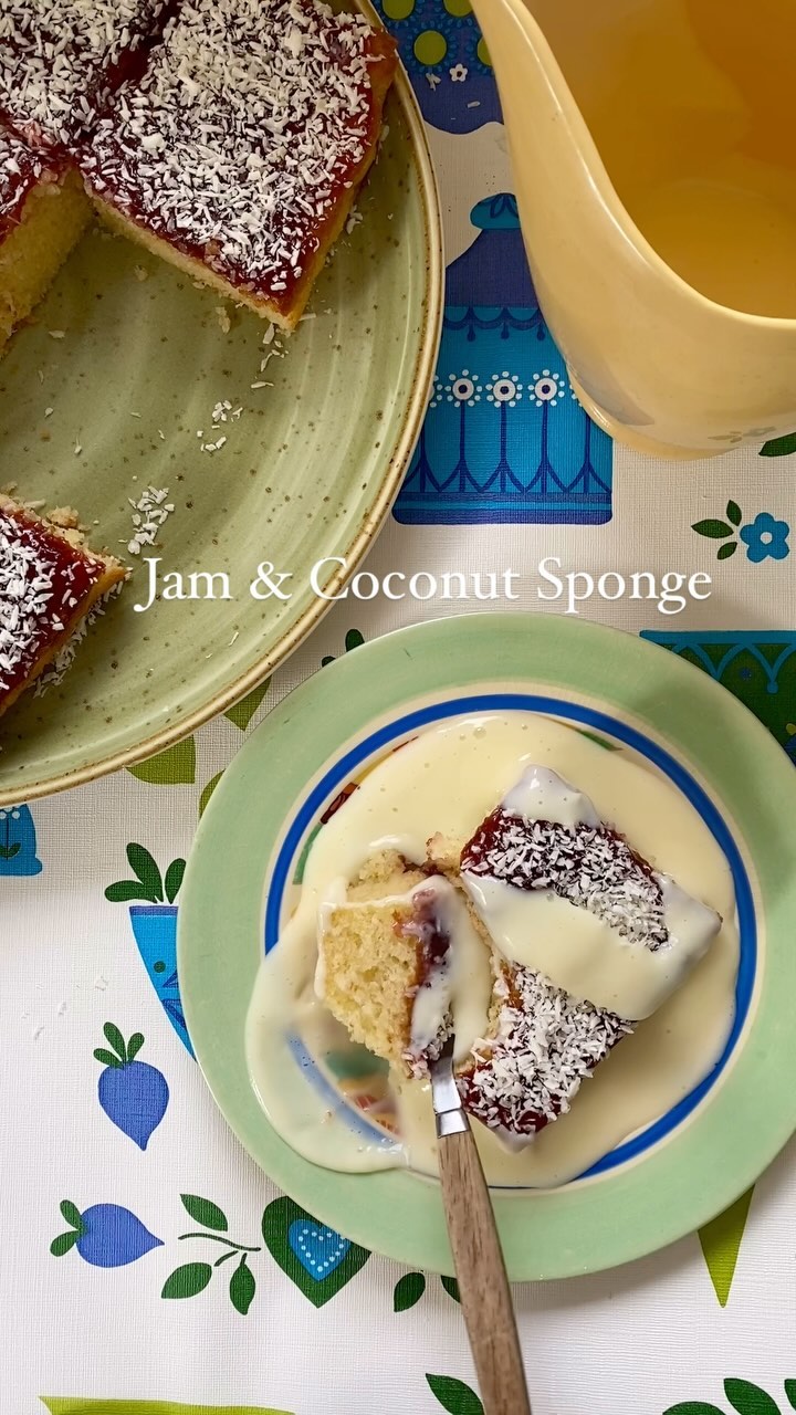 Jam and Coconut Sponge