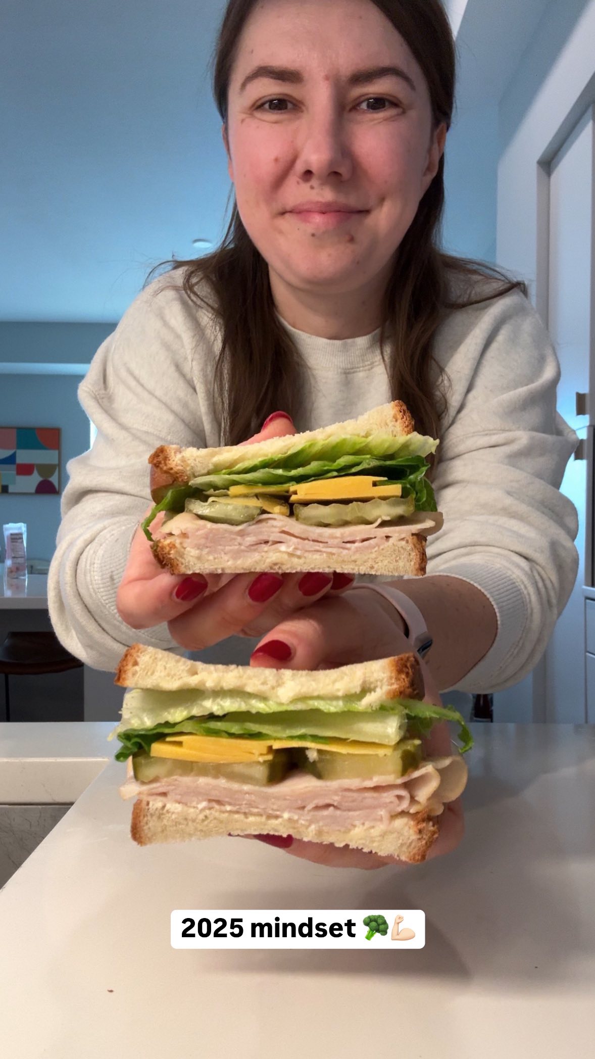 Turkey Cheddar Pickle and Lettuce Sandwich