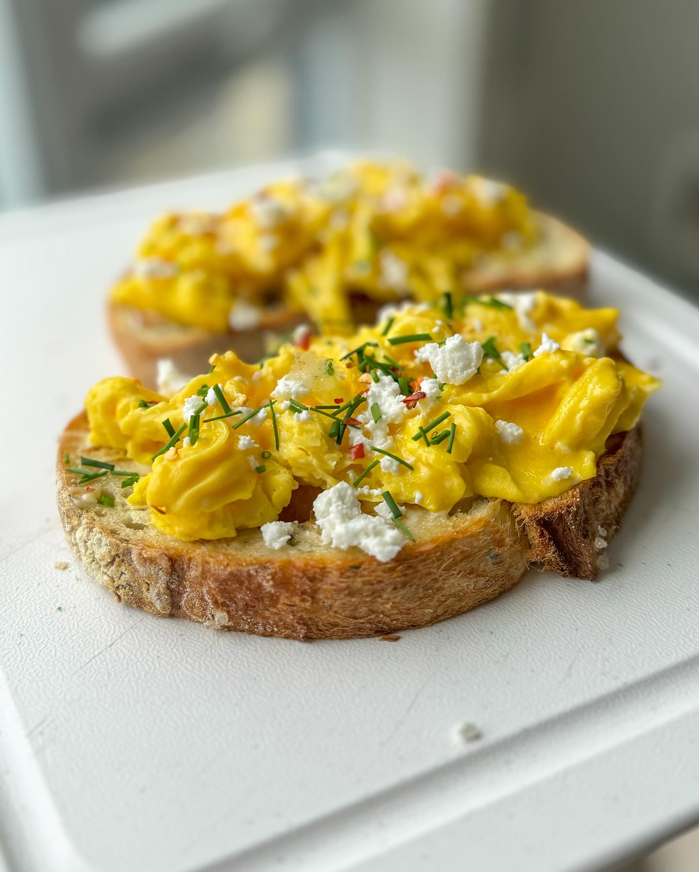 Soft Scrambled Eggs on Toast
