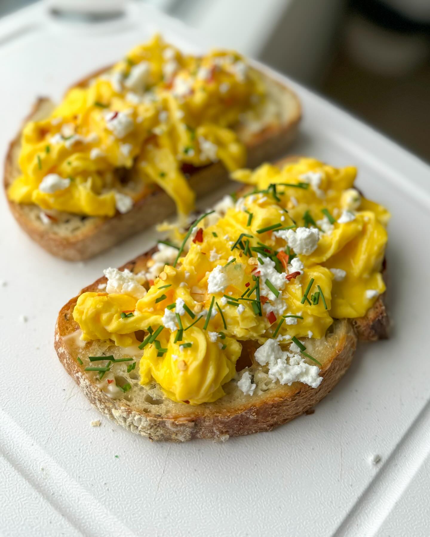 Soft Scrambled Eggs on Toast